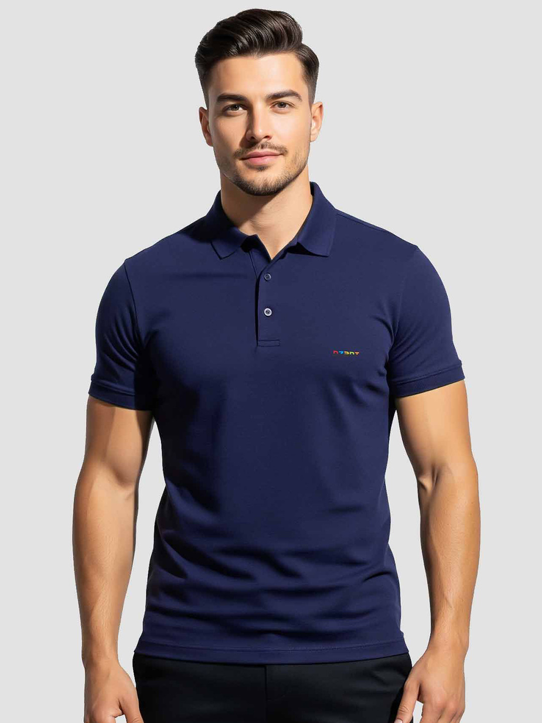 Dzant Men Air Max Solid Polo Collar Cotton Regular Fit T-shirt