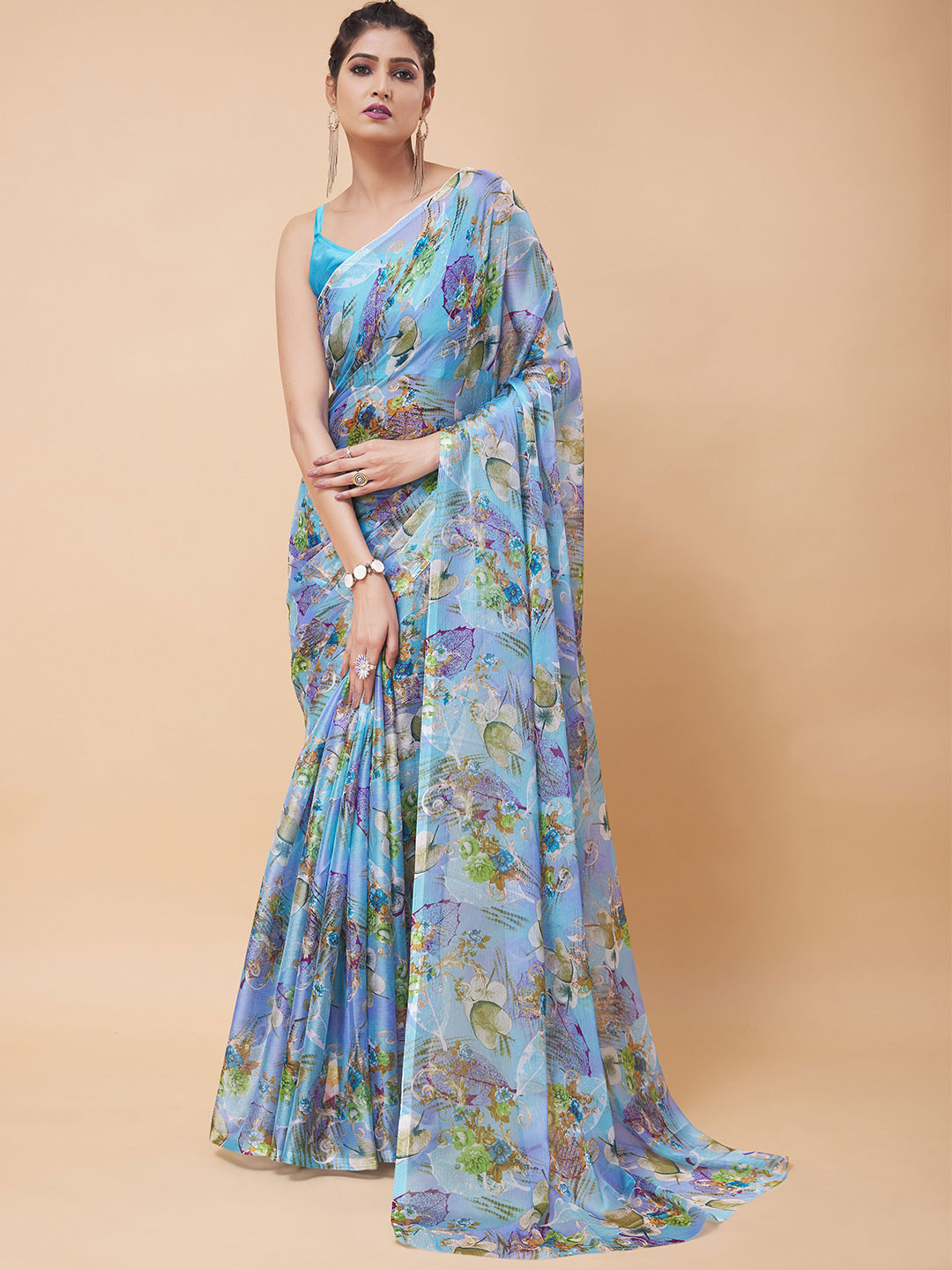 Garden Vareli Daily Floral Printed Pure Chiffon Saree