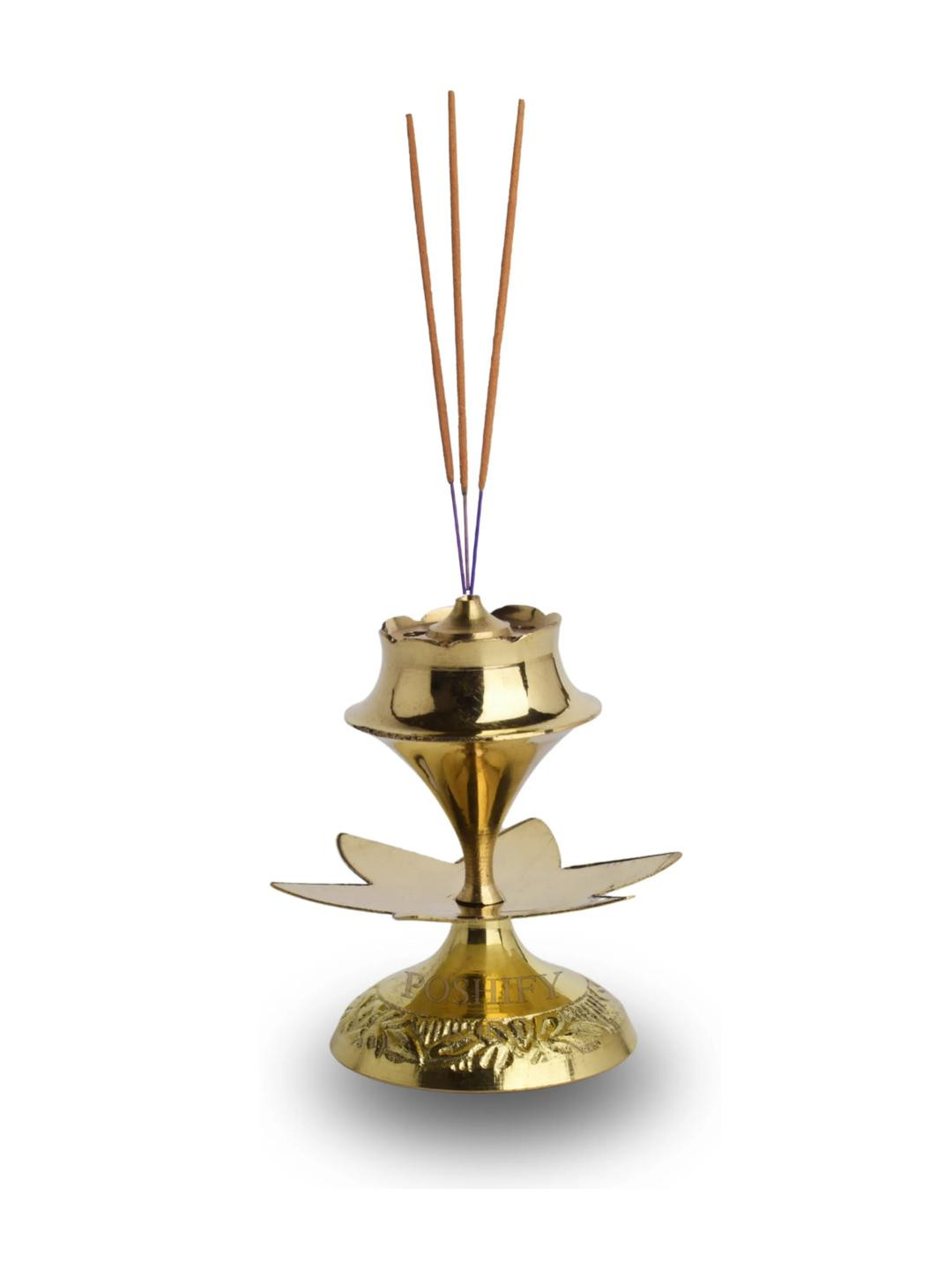 POSHIFY Brass Agarbathi Stand:     Incense Stick Holder for Puja Room, Home Decor