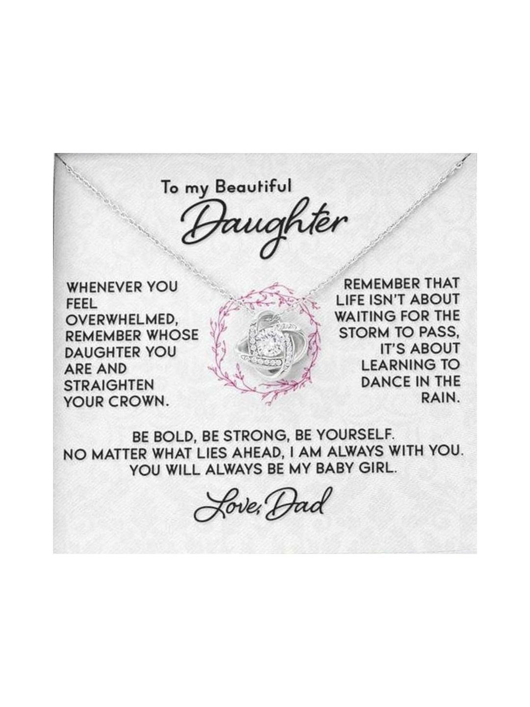 Sterling Silver Gift Daughter Necklace, Gift For Daughter Necklace From Dad To My Beautiful Daughte