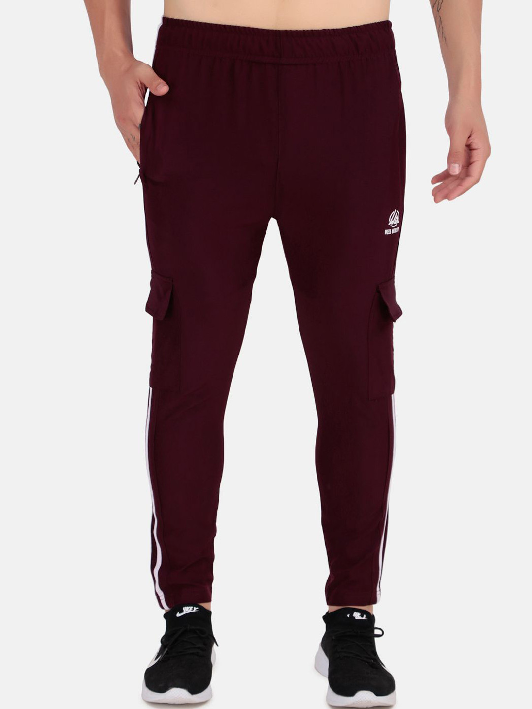 WELL QUALITY Men Side Striped Track Pants with Side Flap Pockets