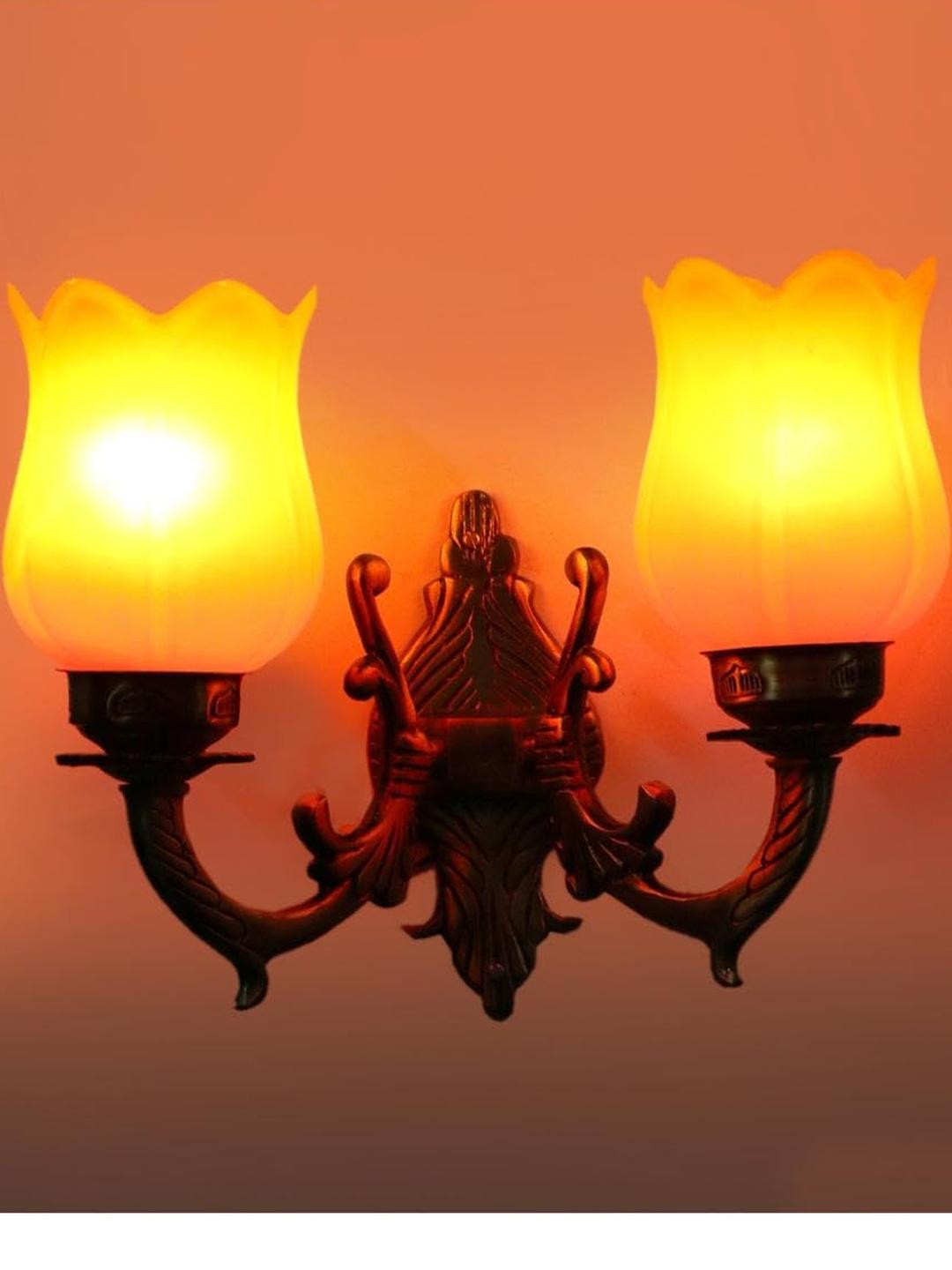 Somil Premium Designer Glass Wall / Night Lamp  Elegant & Stylish Dcor Accent for Modern Interiors, color- Orange, Yellow, Size, 20 X 27.5 X 33.5 CM