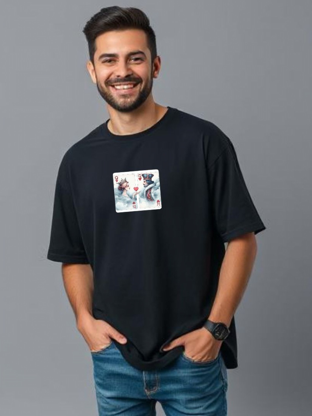 UrGear Graphic Printed Drop-Shoulder Sleeves Oversized T-shirt