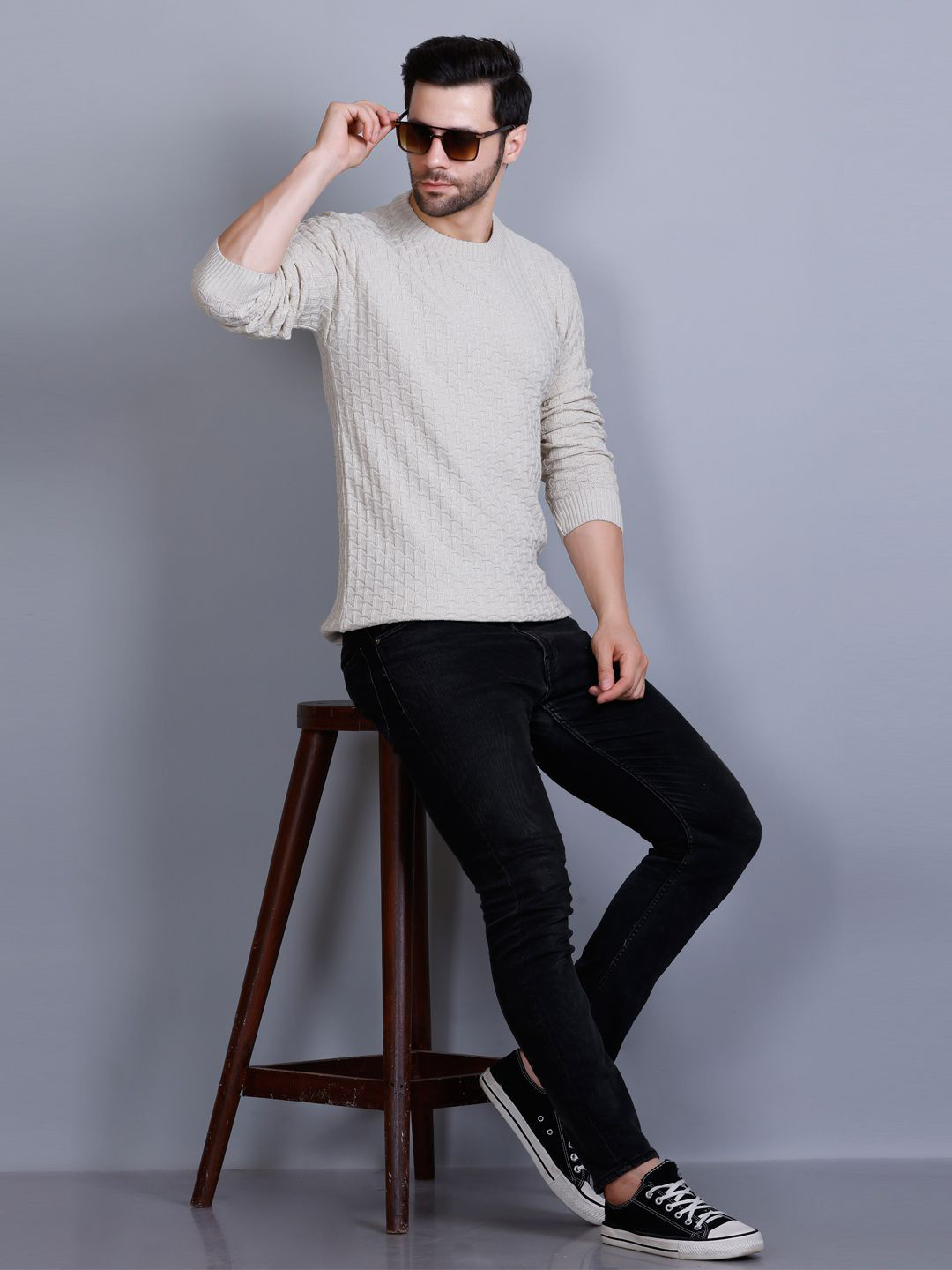 Rare Times Men Self-Design Pullover Cotton Sweaters