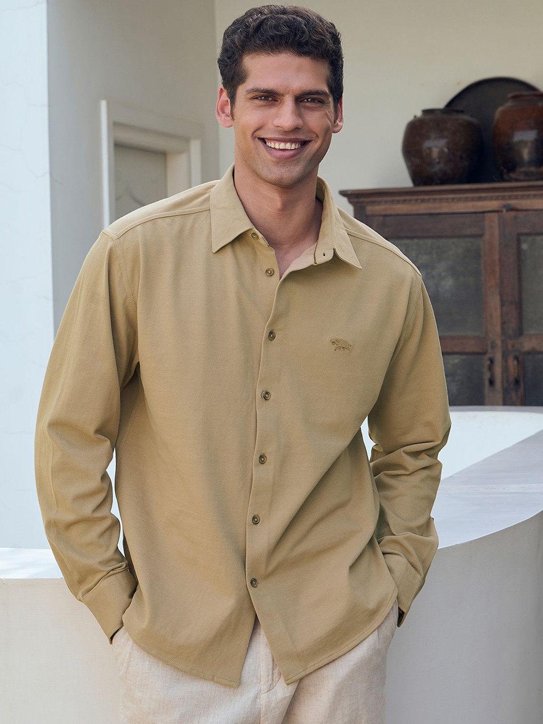 Andamen Men Special Yarn Cotton Lycra Relaxed Fit Shirt