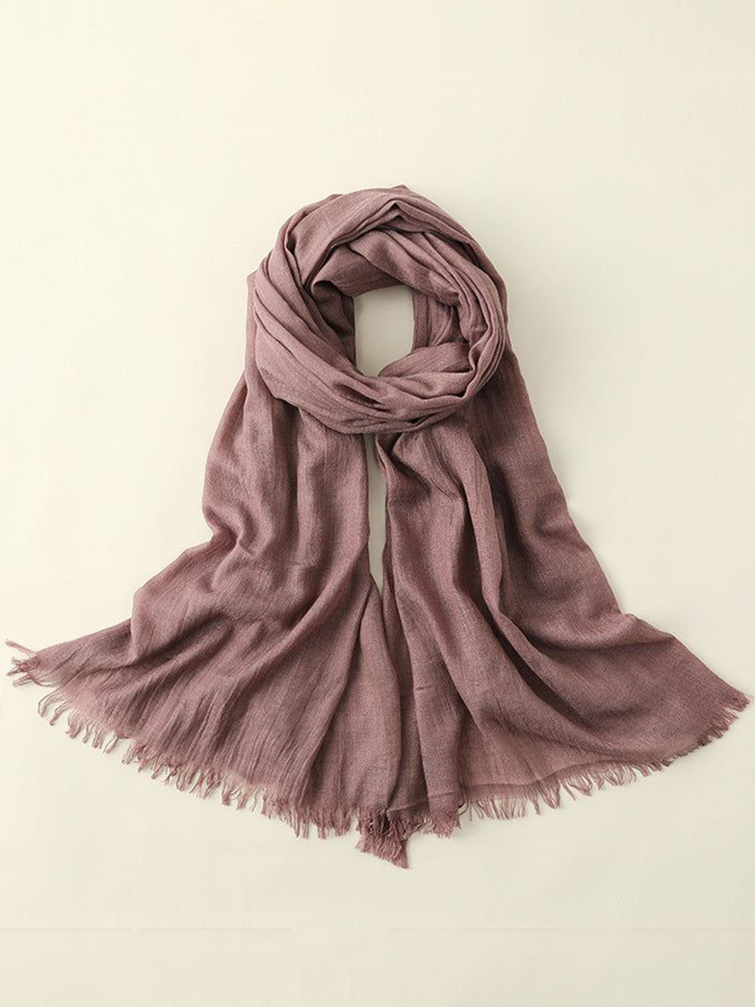 QUECY Women Solid Silk Stoles With Frayed