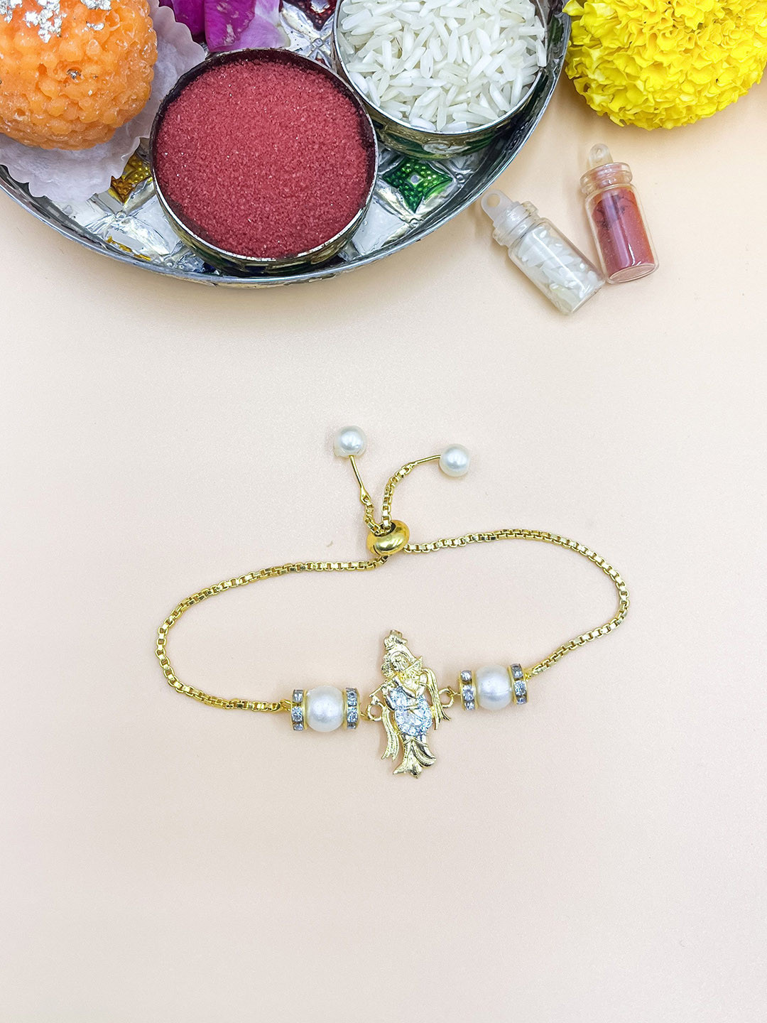 Sangria Krishan Bhaiya Bhabhi Artificial Stones Studded Rakhi