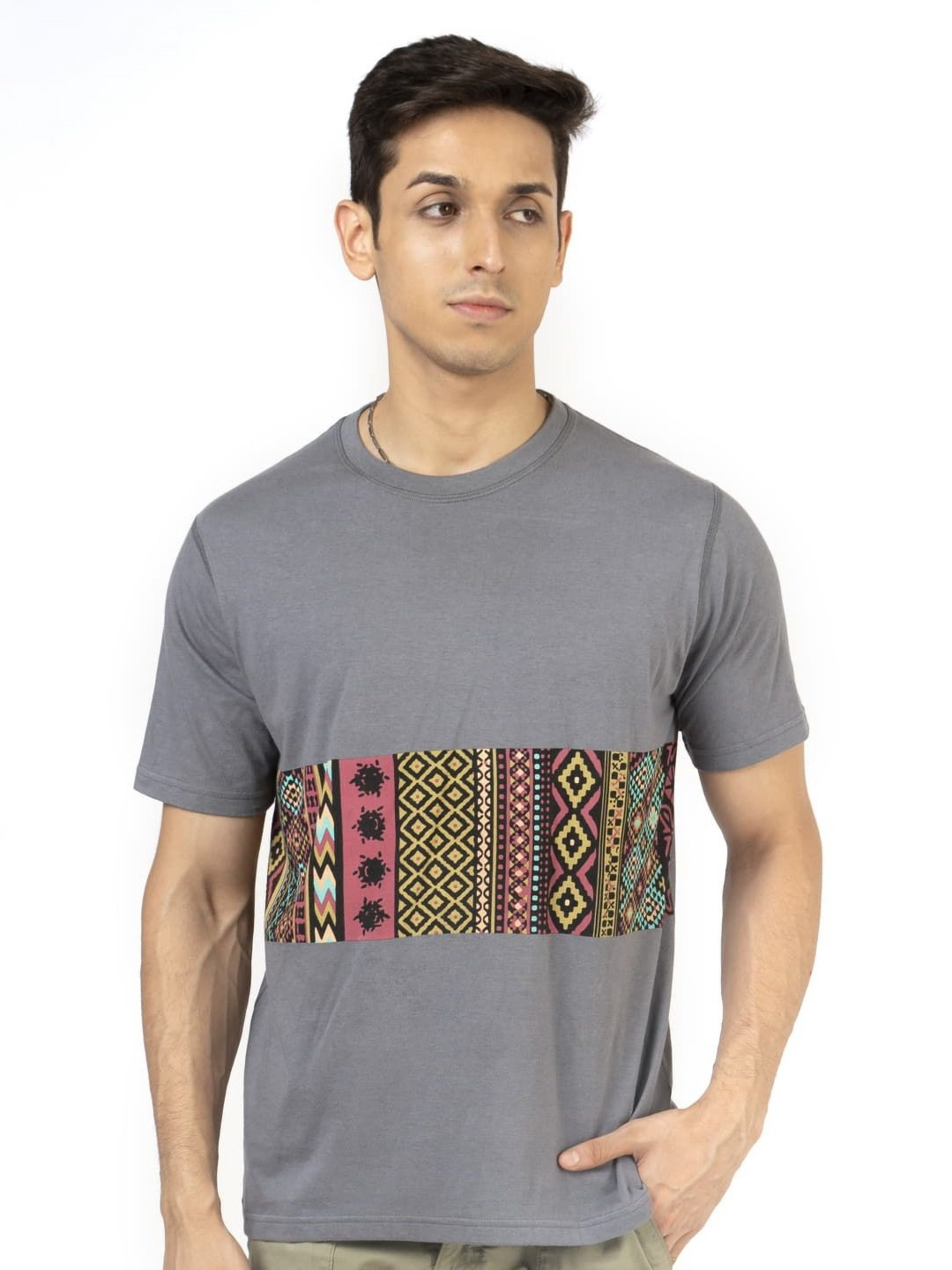THIRD ELEMENT Bamboo Blend Printed Round Neck Short Sleeves T-Shirt