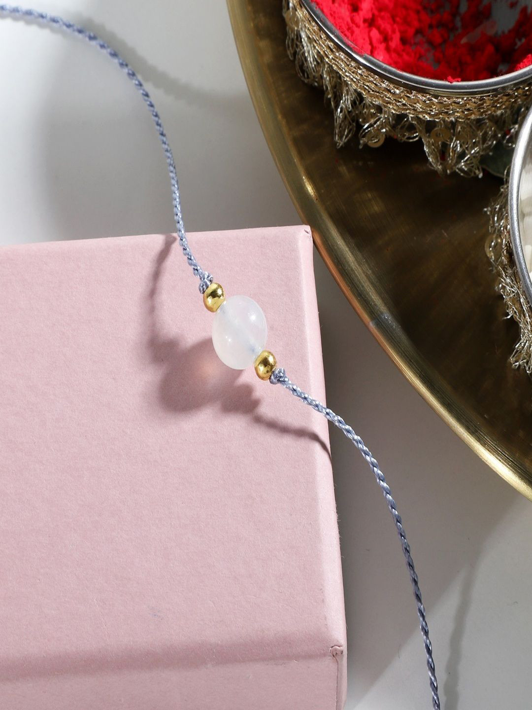 Nirvana Beaded Rakhi Adjustable Thread Roli Chawal & Eco Gift Box