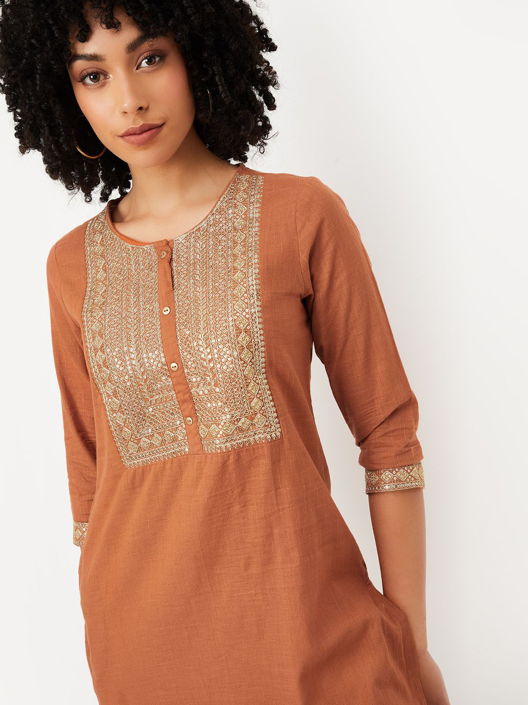 max Women Solid Daily Cotton A-Line Kurta