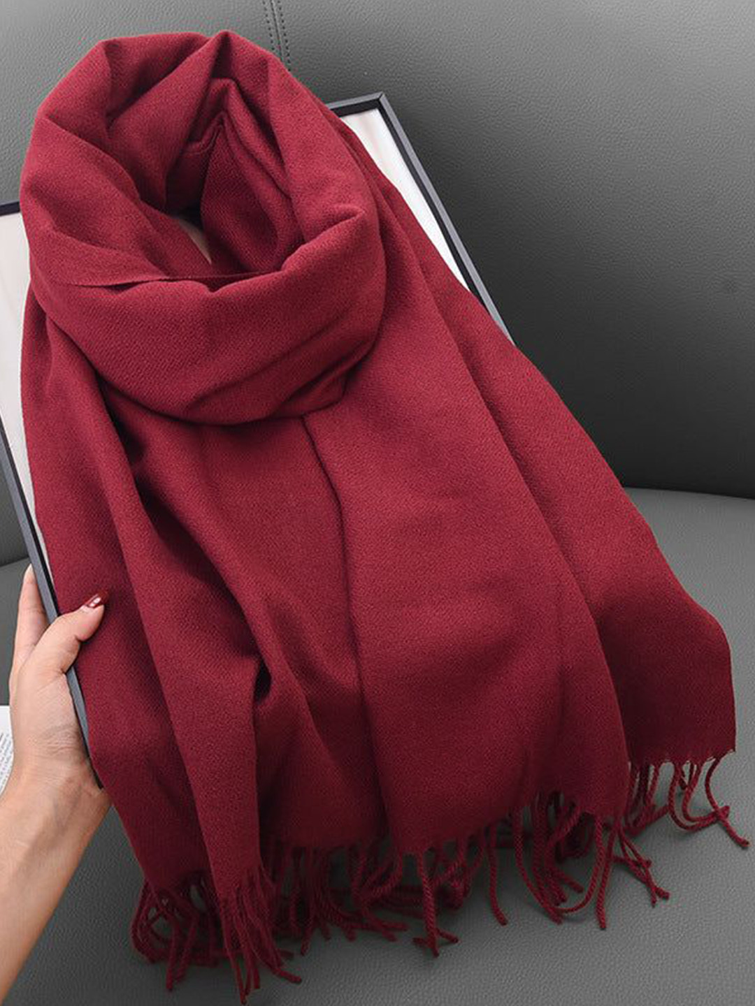 QUECY Women Soft Tasselled Border Scarf