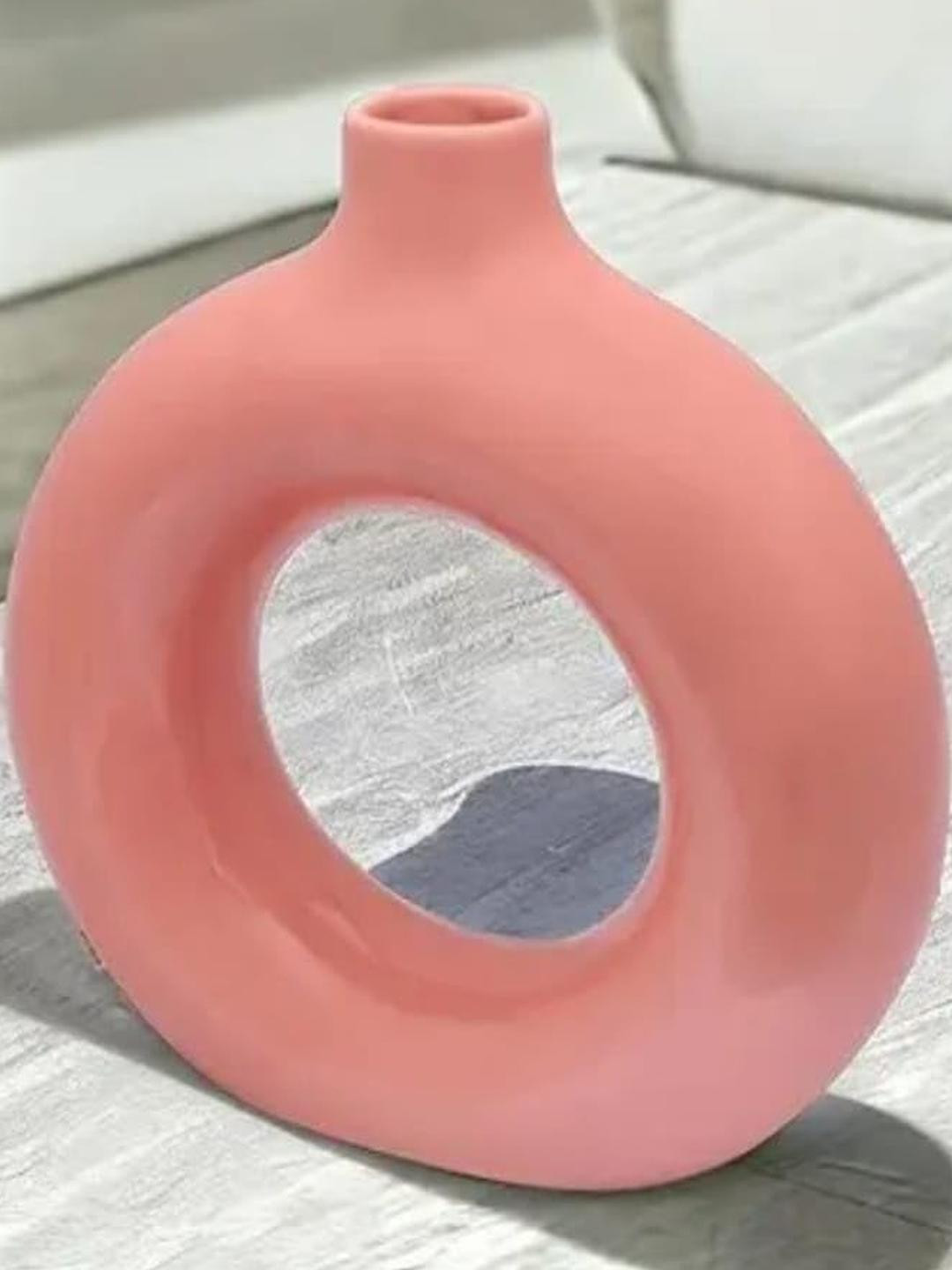 METALLICON Pink Donut Ceramic Vase