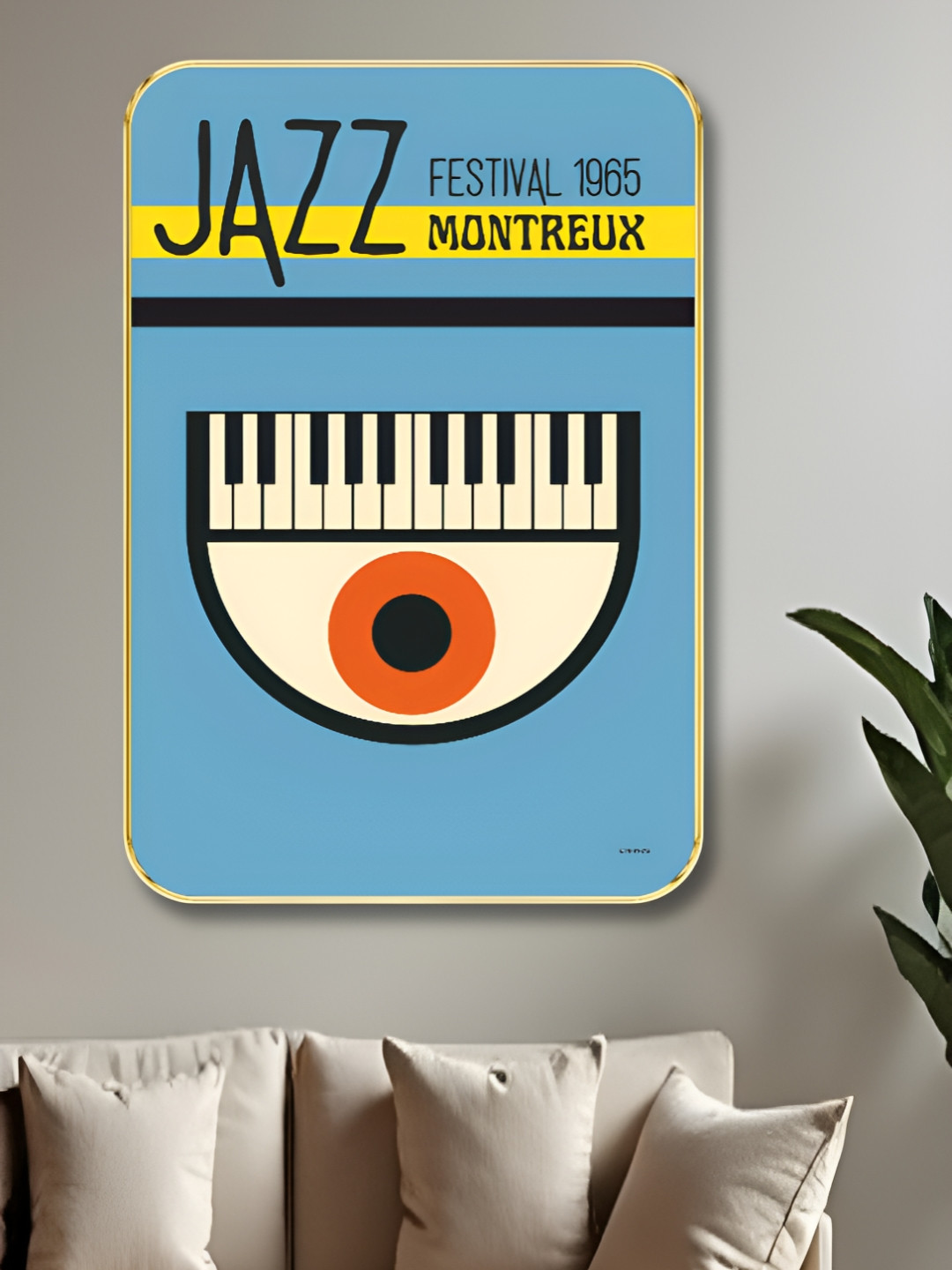Livin'luxe Blue & Black Montreux Jazz Festival 1965 Printed Wall Art