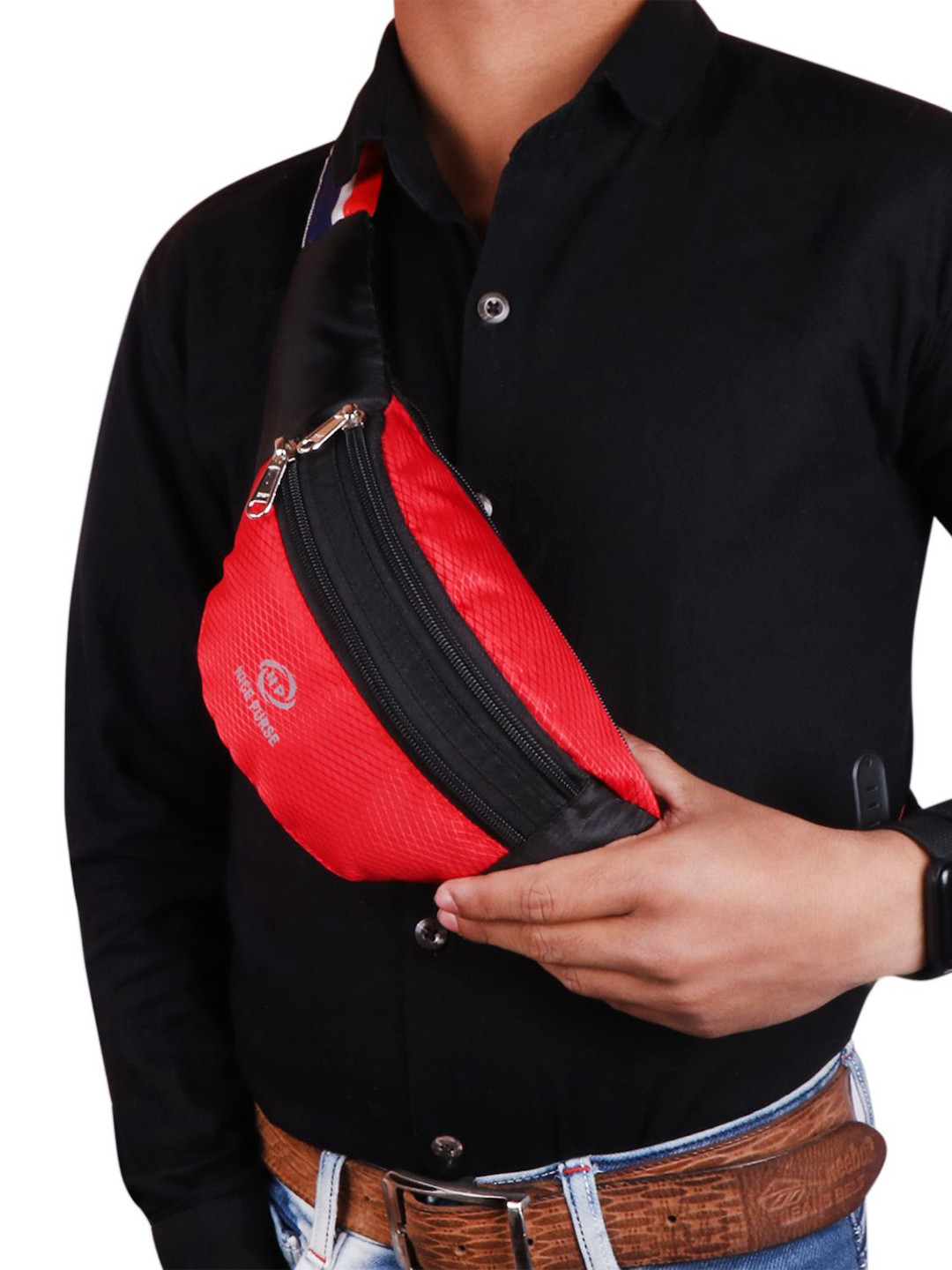 NICE PURSE Brand Logo Printed Soft Case Waist Pouch