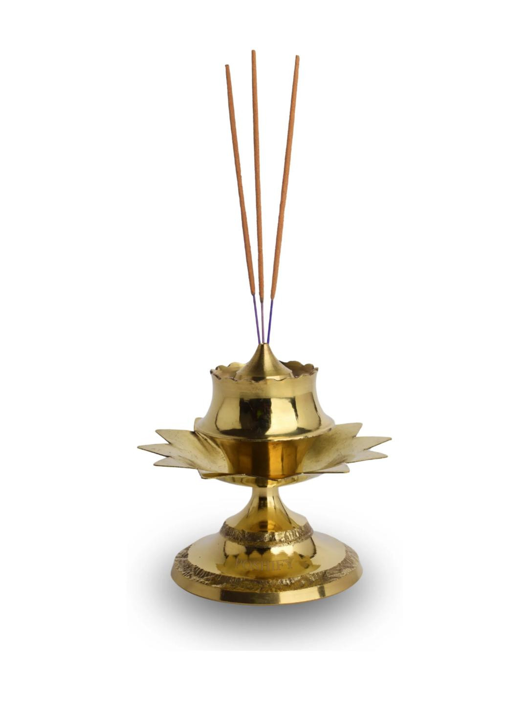 POSHIFY Brass Agarbathi Stand:     Incense Stick Holder for Puja Room, Home Decor