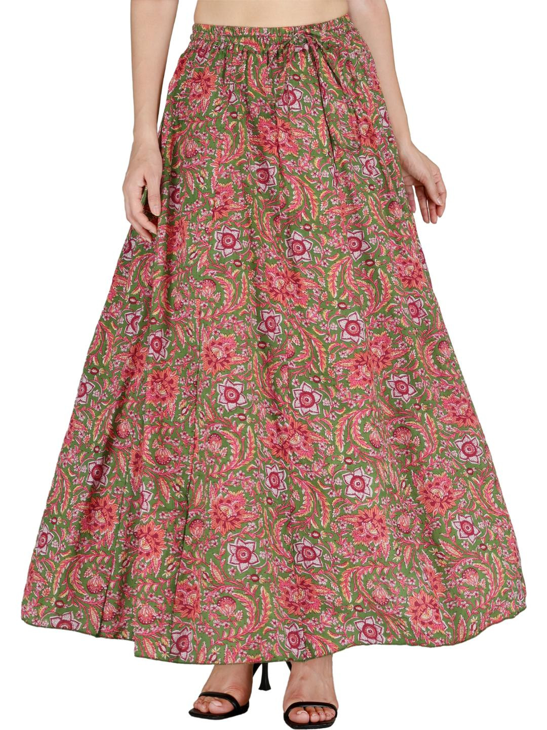 Sttoffa Women Green Color Floral Printed Skirt