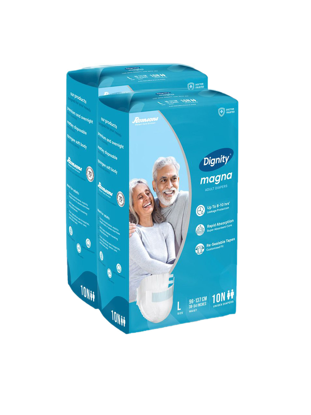 Dignity Set Of 2 Magna Adult Diapers- L- 10 Diaper Each