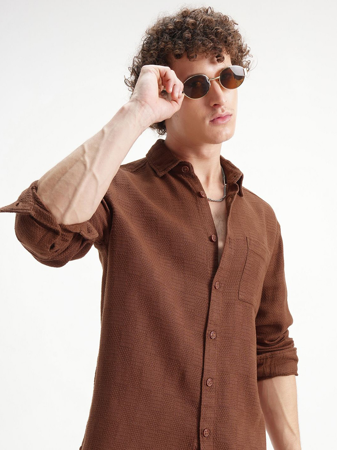 HIGHLANDER Speard Collar Pocket Cotton Relaxed Fit Shirt