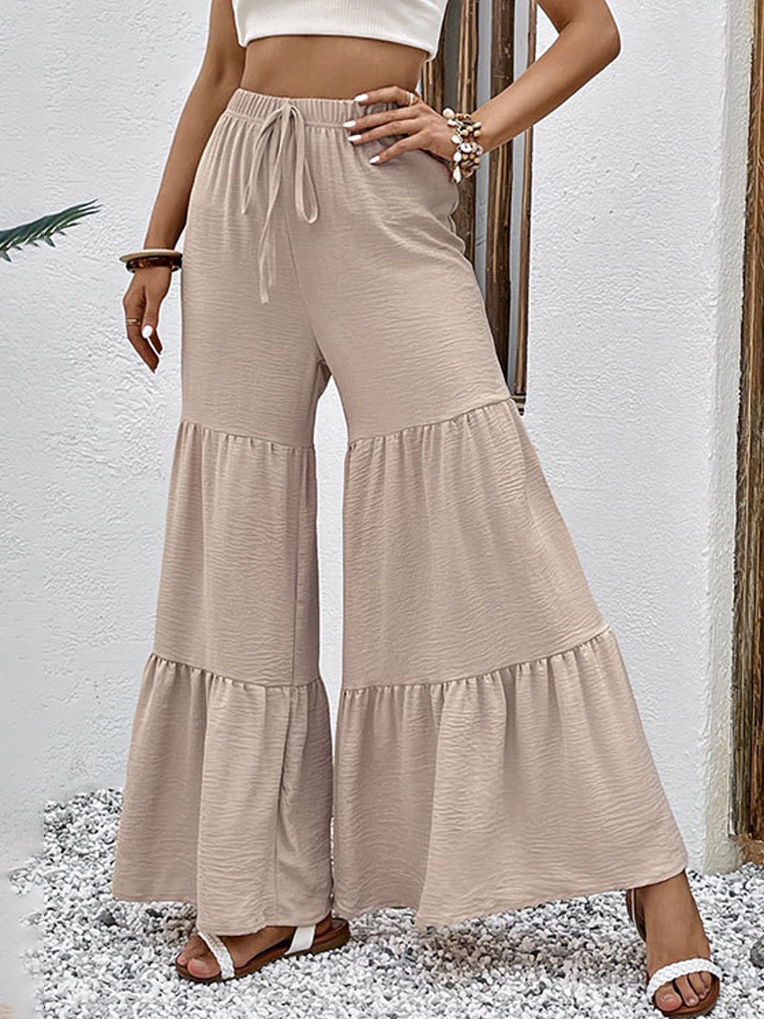 LULU & SKY Women Tiered Wide Leg Regular Palazzos