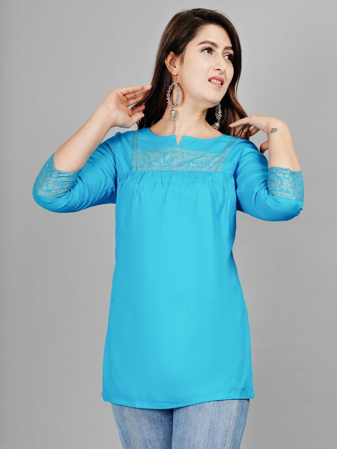 SMIEN Women Navy Blue Top