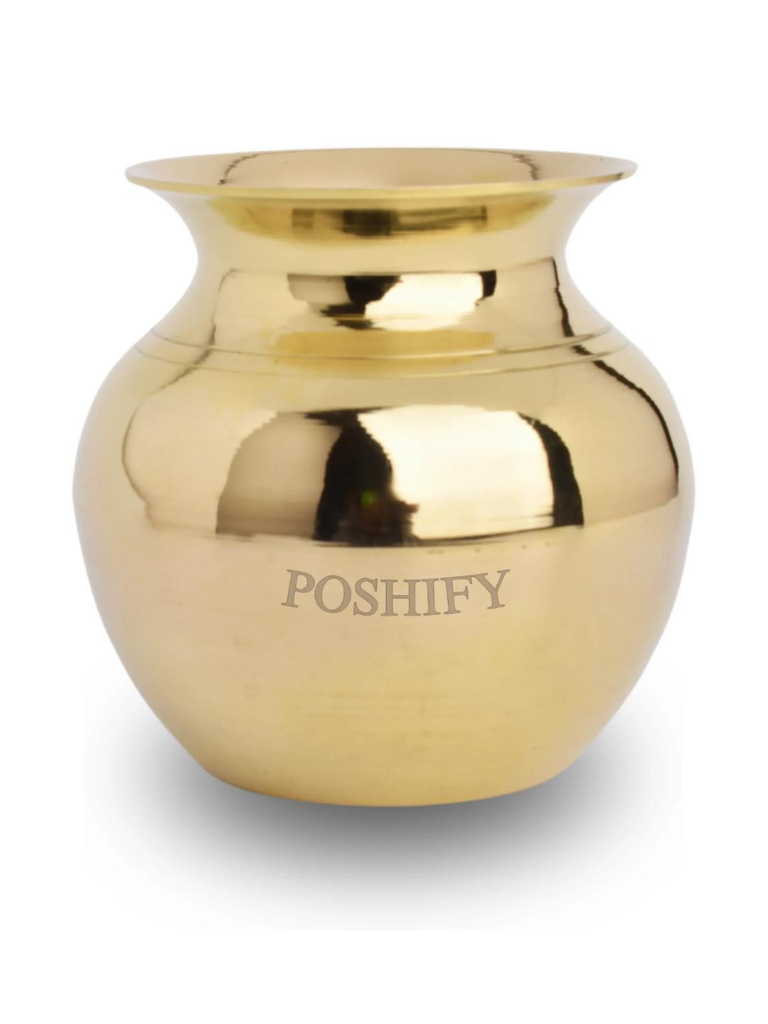 POSHIFY Brass Madrasi Lota/Kalash (heavy) - Sacred Hindu Water Pot for Puja, Wedding, and Festivals
