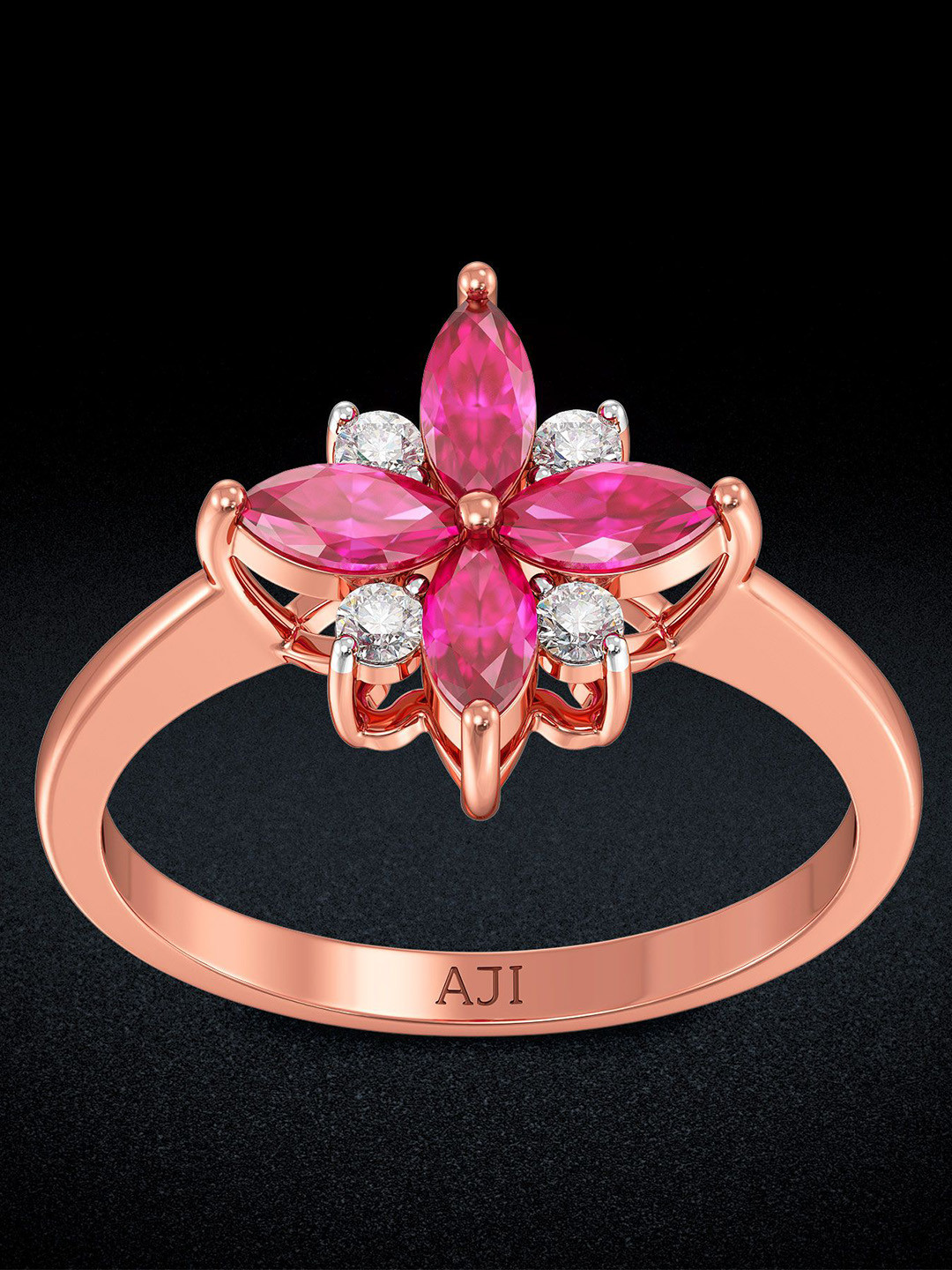 Joyalukkas Ruby Bloom 18Kt Diamond Ring