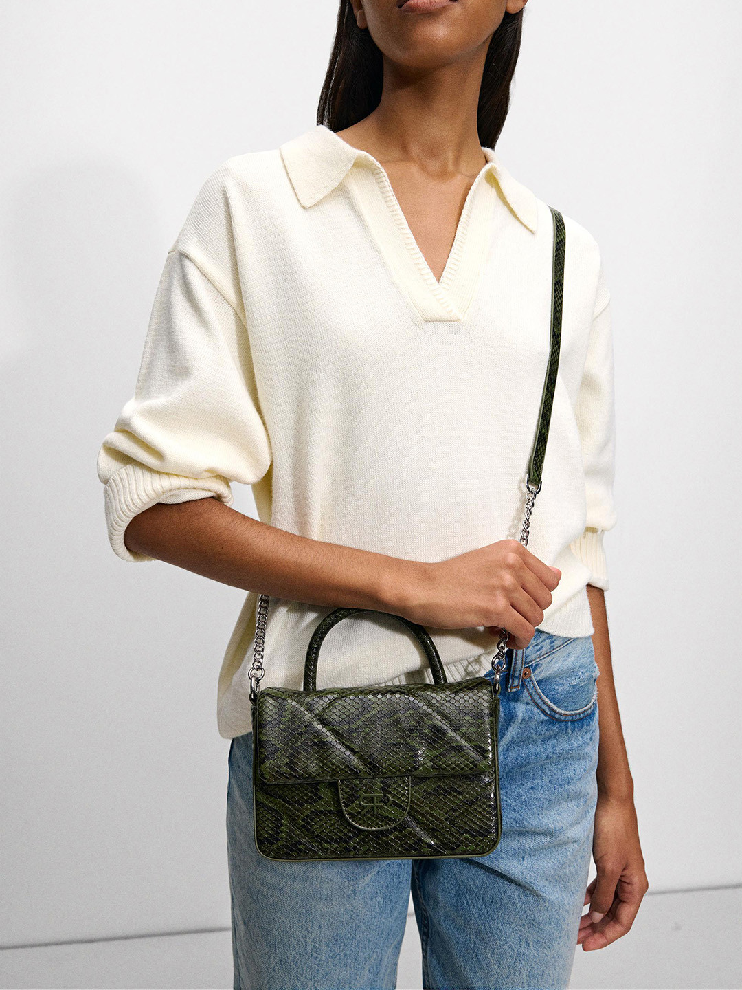 PARFOIS Snake Skin Printed Satchel