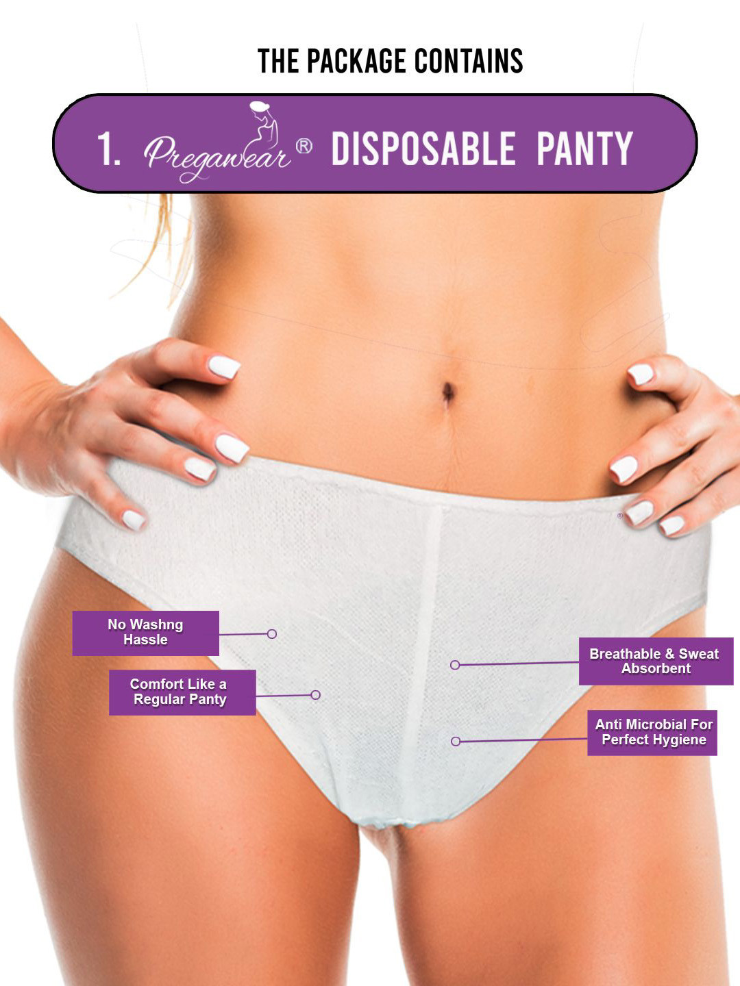 Pregawear Disposable Panty & Maternity Pad Briefs -White