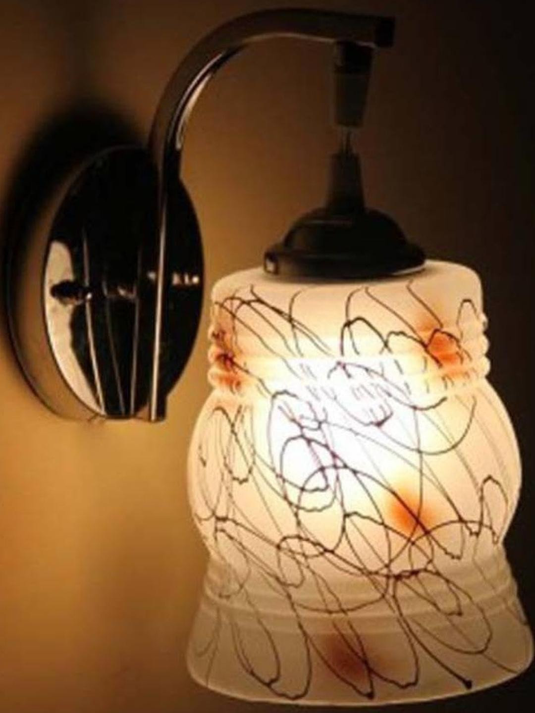 Somil Premium Designer Glass  Wall / Night  Lamp  Elegant  & Stylish Dcor Accent for Modern Interiors, color, Brown, White, Size:- 21.5 X 25.5 X 28.5 CM