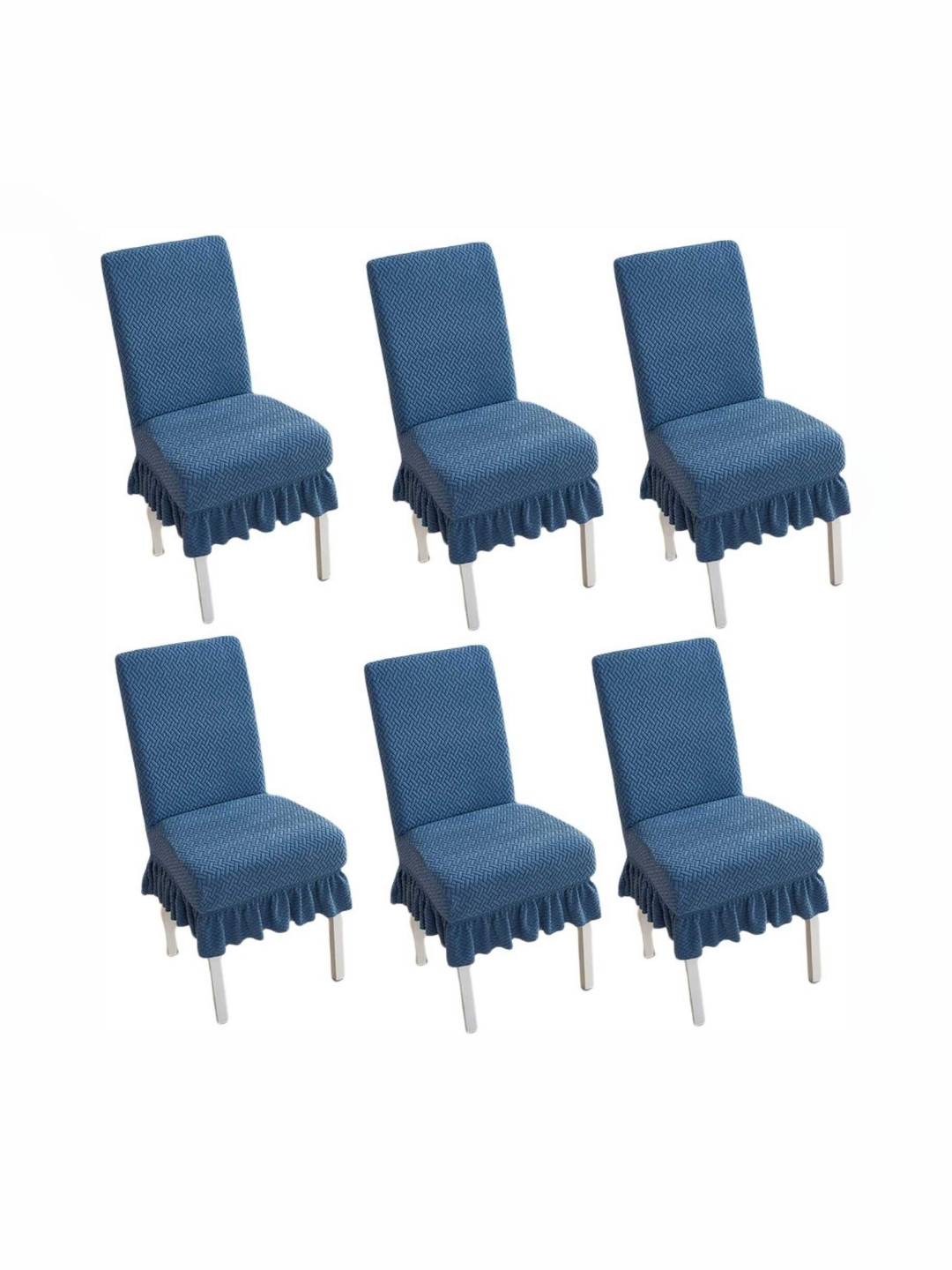 hargunz Blue 6 Pieces Textured Chair Covers