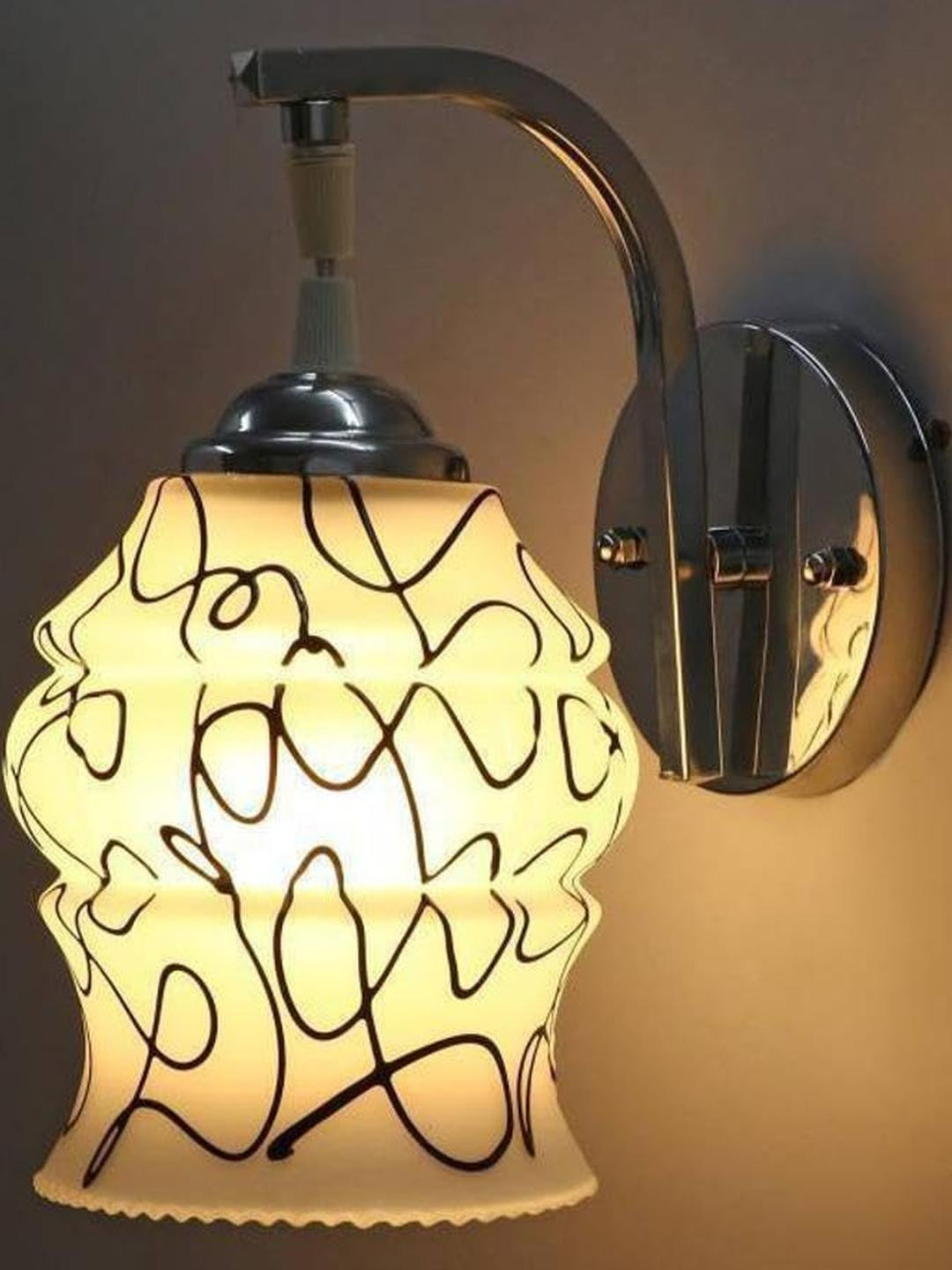 Somil Premium Designer Glass  Wall / Night  Lamp  Elegant  & Stylish Dcor Accent for Modern Interiors, color, White, Black, Size:- 21 X 25 X 29 CM