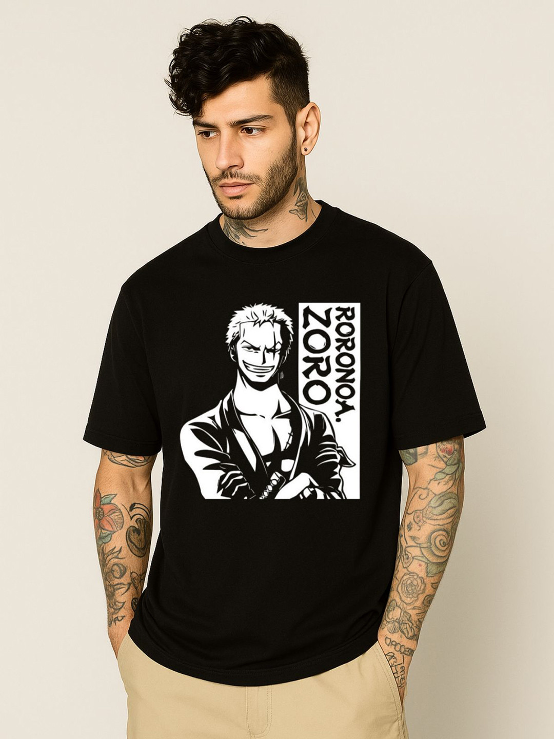 Be Crazy Men One piece Graphic Printed Round Neck Cotton Oversized T-shirt