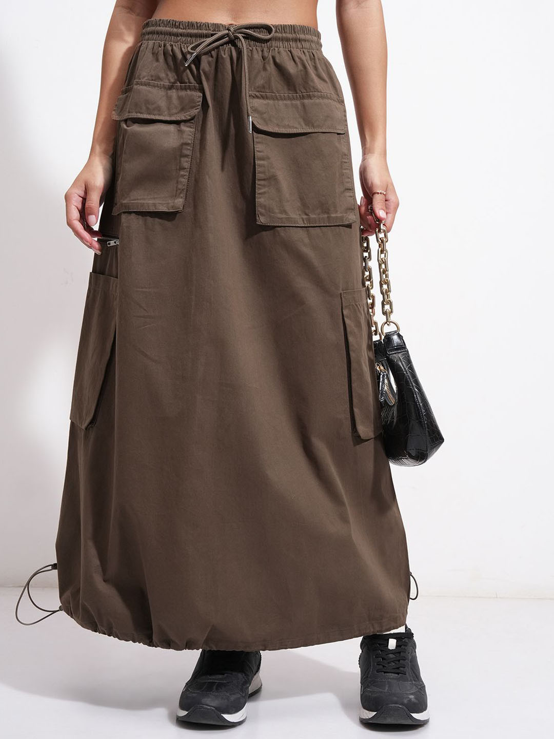 Street By Tokyo Talkies Pure Cotton Full Length Cargo Pocket Skirt