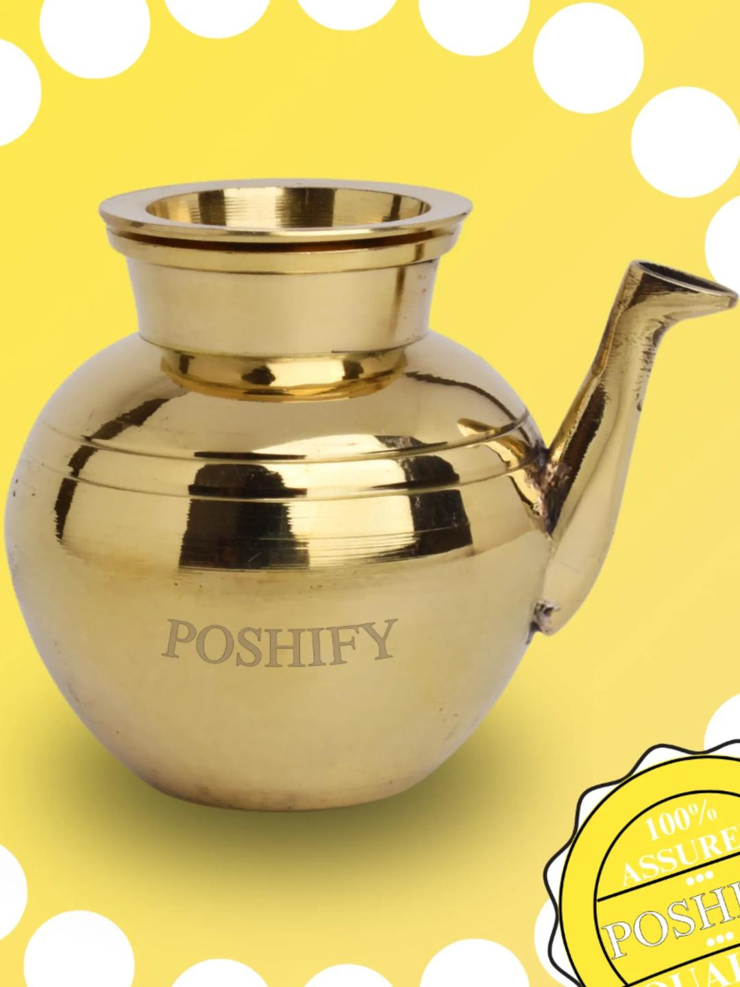 POSHIFY Brass Kalash with Pipe and Lid -     Puja Kalash
