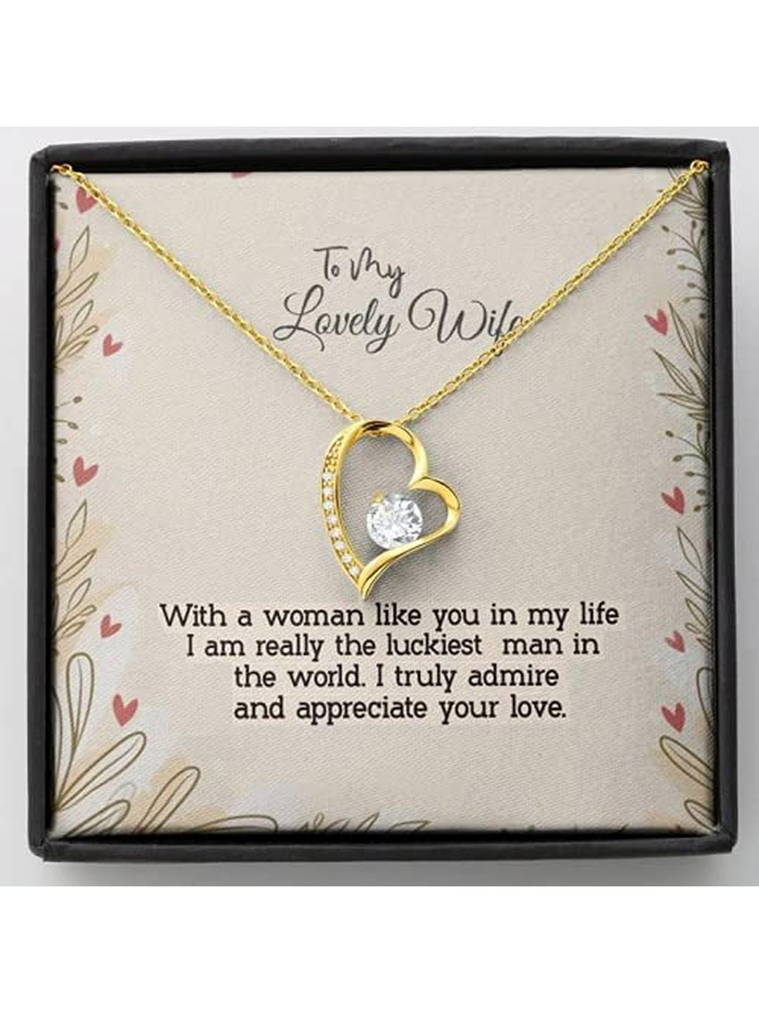 Silver Gift Wife Necklace, For Women Girl To My Wife Valentines Day Gift Necklace With Gift Box