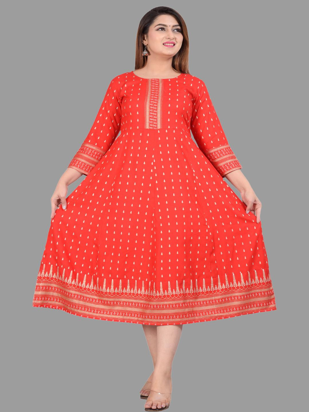SMIEN Women Red Viscose Rayon Kurtis