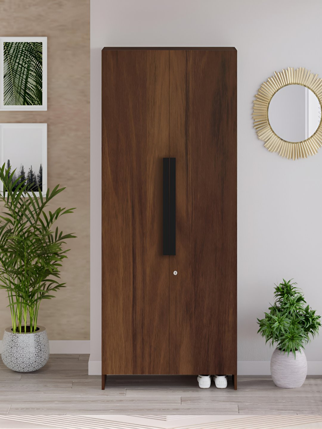 bluewud Brooklyn-Highline Brown Wooden 9-Shelf Multipurpose Shoe Rack