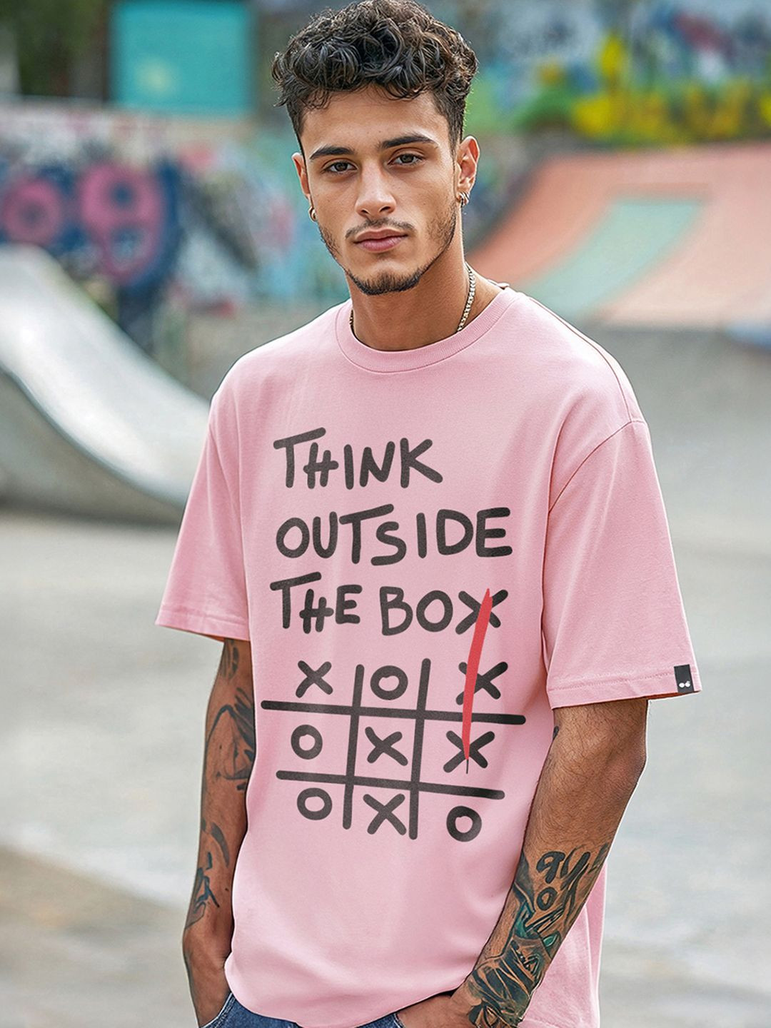 Bewakoof Men Typography Printed Round Neck Pure Cotton Oversized T-shirt