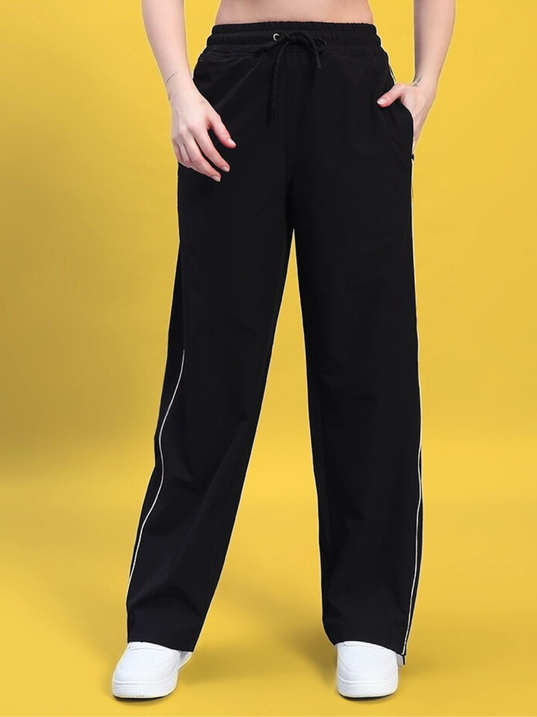 WEARDUDS Women Relaxed Fit Mid-Rise TrackPants