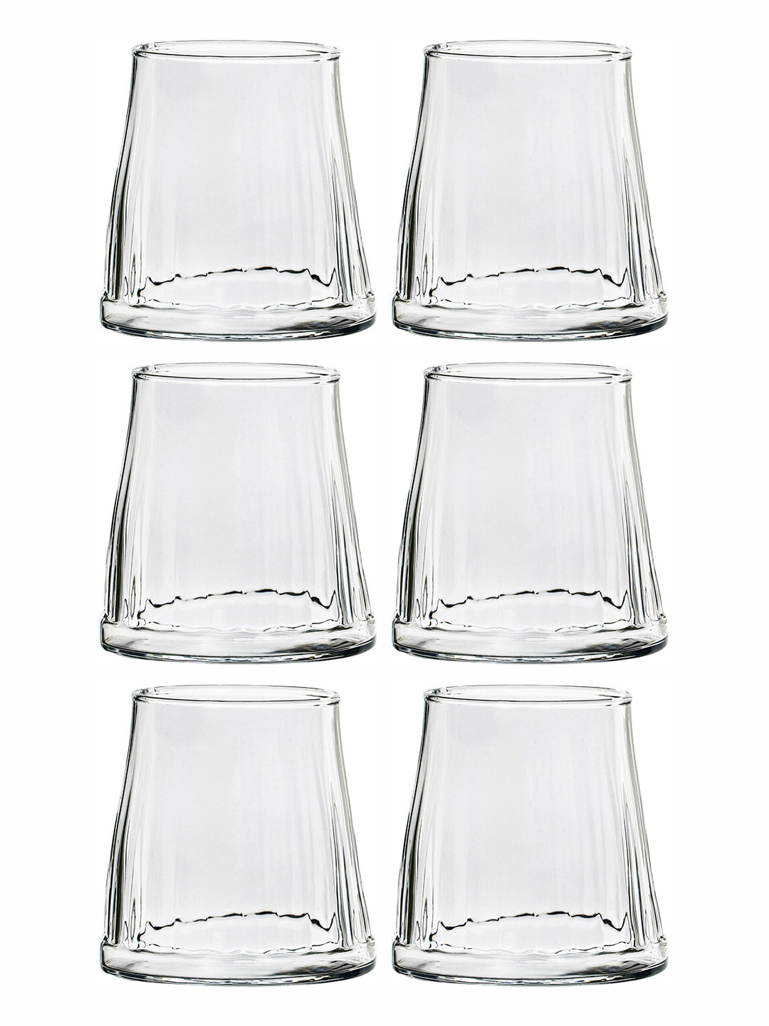 Luminarc Transparent 6 Pieces Textured Clear Glass Water Glasses- 330ml Each