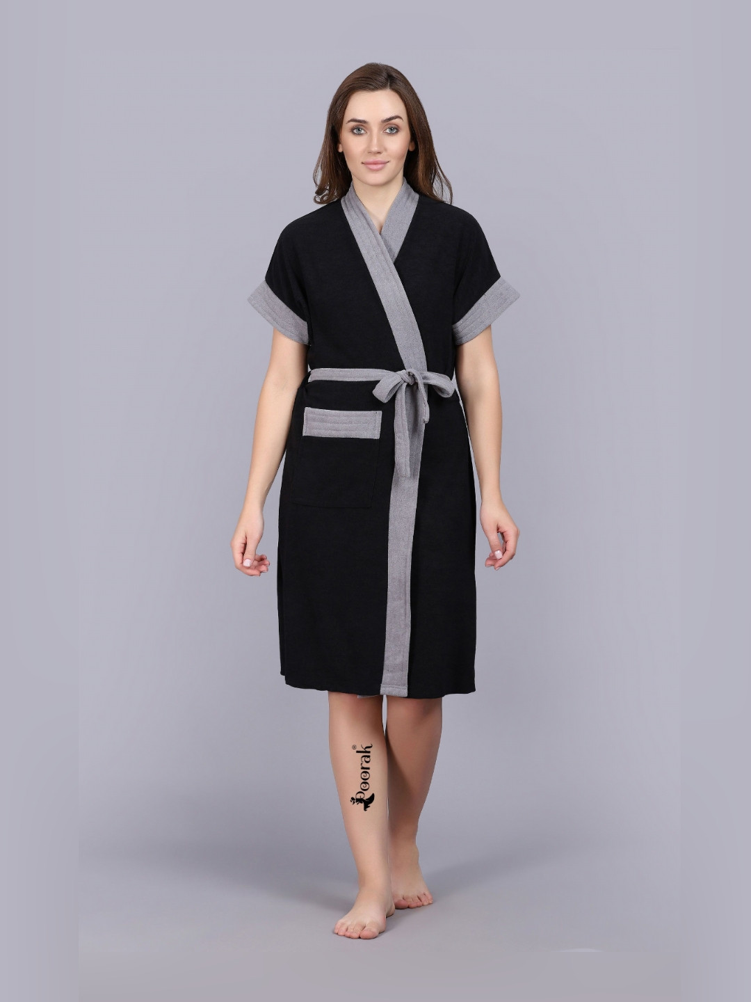 POORAK Shawl Collar Bath Robe With Belt