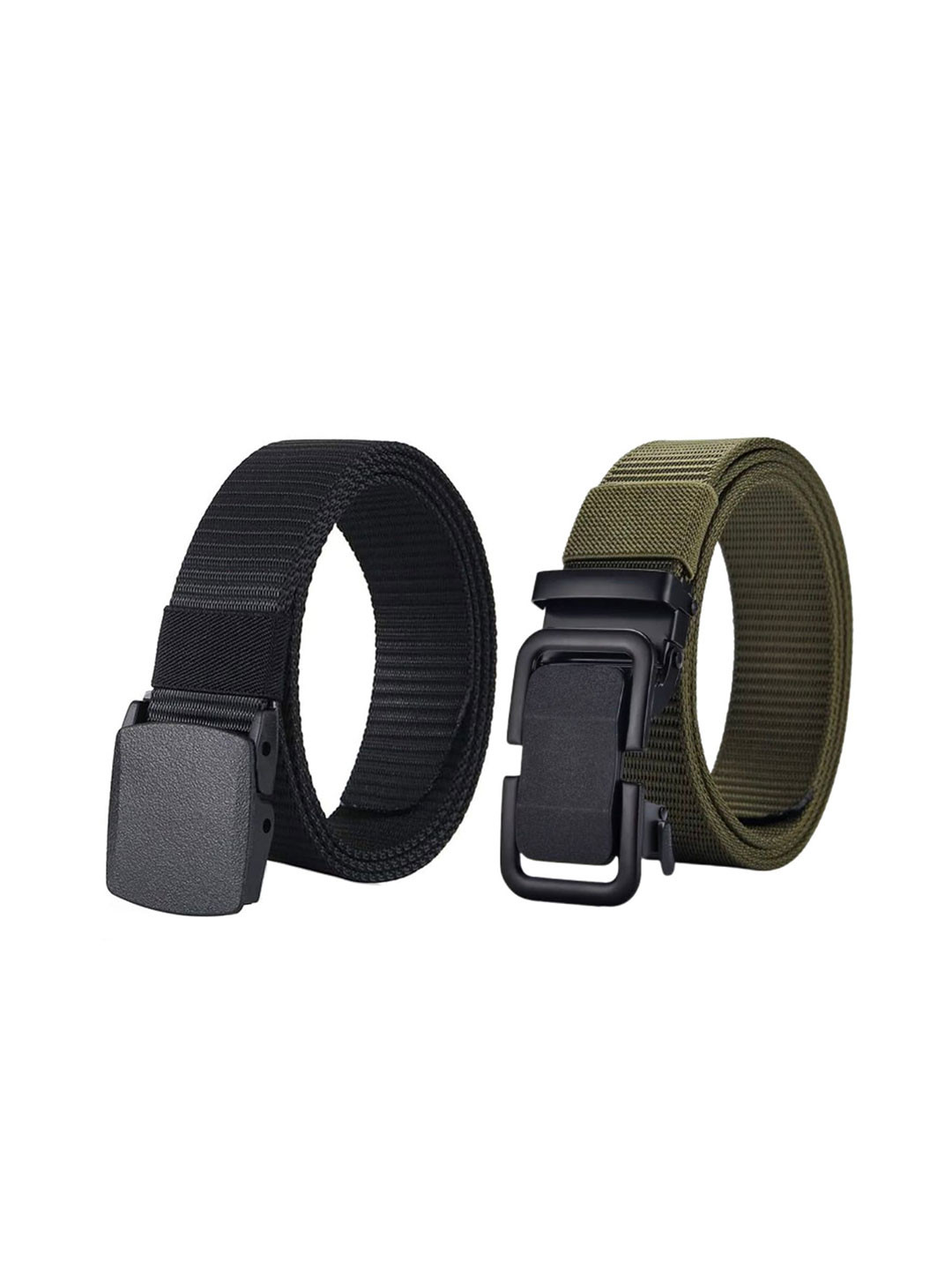 Niddleman Men Canvas Pack Of 2 Belt With Slider Buckle Closure