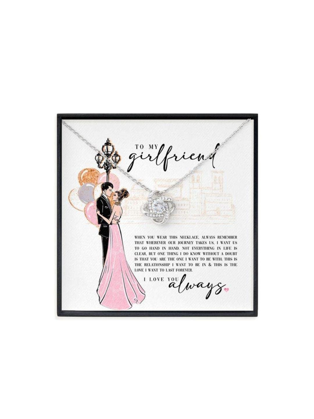 Sterling Silver Gift Girlfriend Necklace, Gifts For Girlfriend, Love Knot Necklace To My Girlfriend