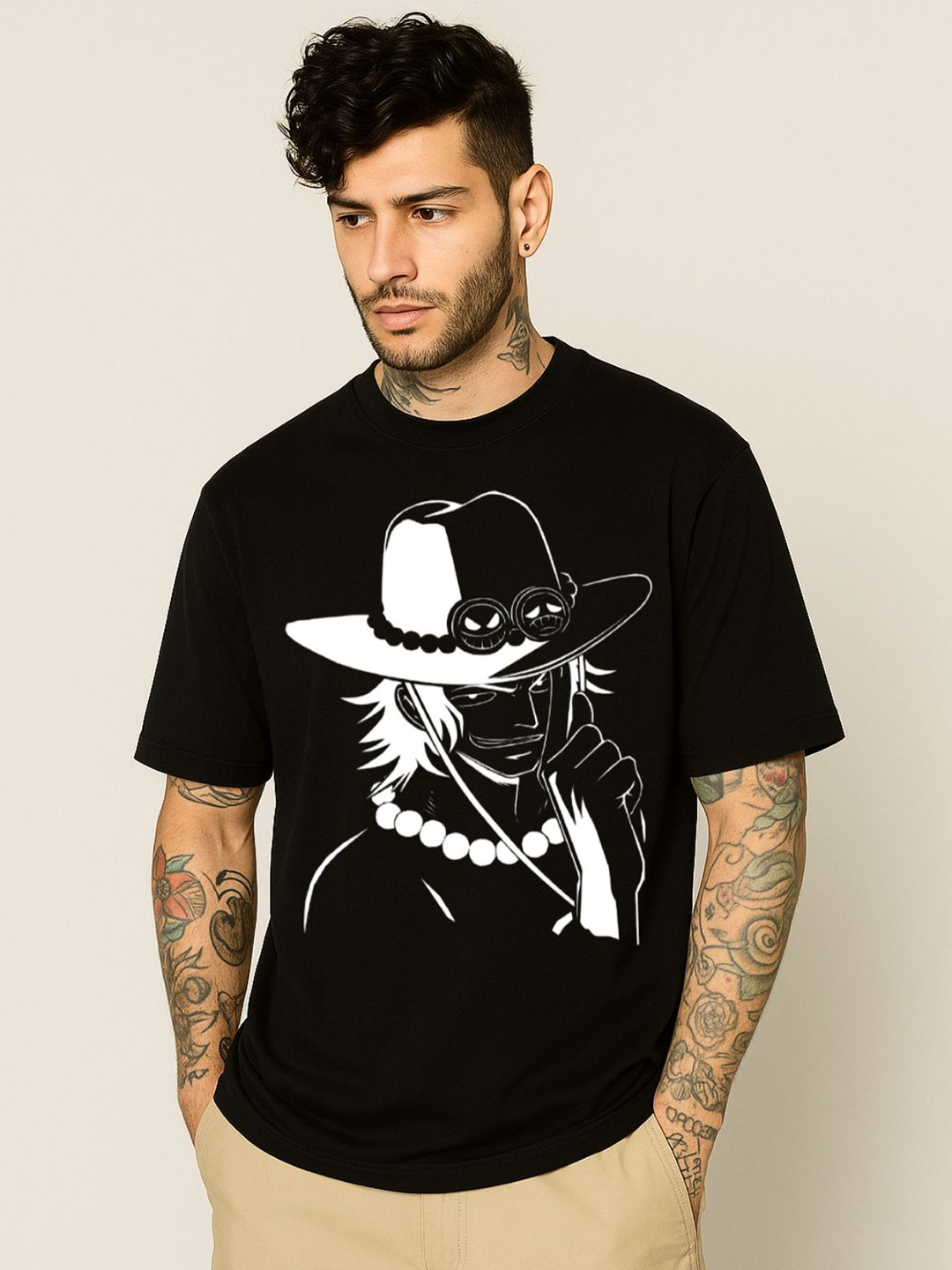 Be Crazy Men One piece Graphic Printed Round Neck Cotton Oversized T-shirt