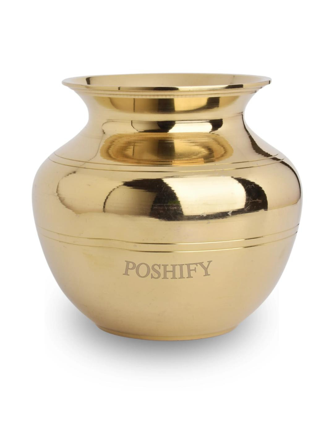 POSHIFY Brass Kalash/Lota (heavy) - Sacred Hindu Water Pot for Puja, Wedding, and Festivals