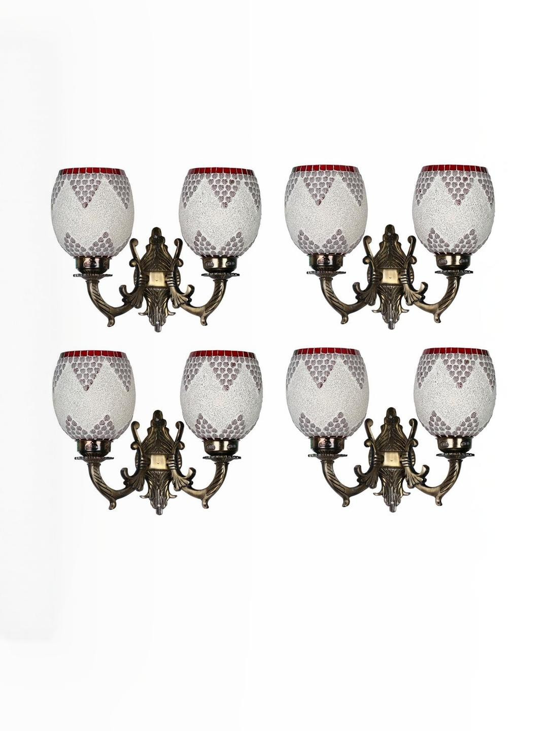 Somil Premium Designer Glass Wall / Night Lamp  Elegant & Stylish Dcor Accent for Modern Interiors, color- White, Red, Size, 21.5 X 29 X 35 CM