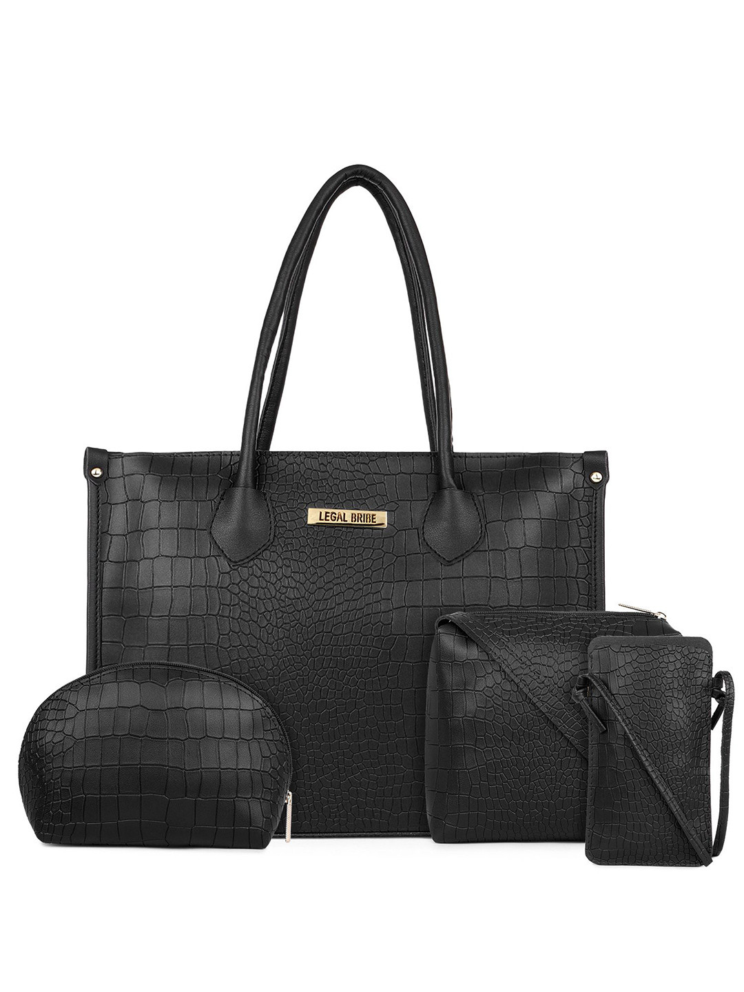 LEGAL BRIBE Set Of 4 Structured Tote Bag With Bow Detail