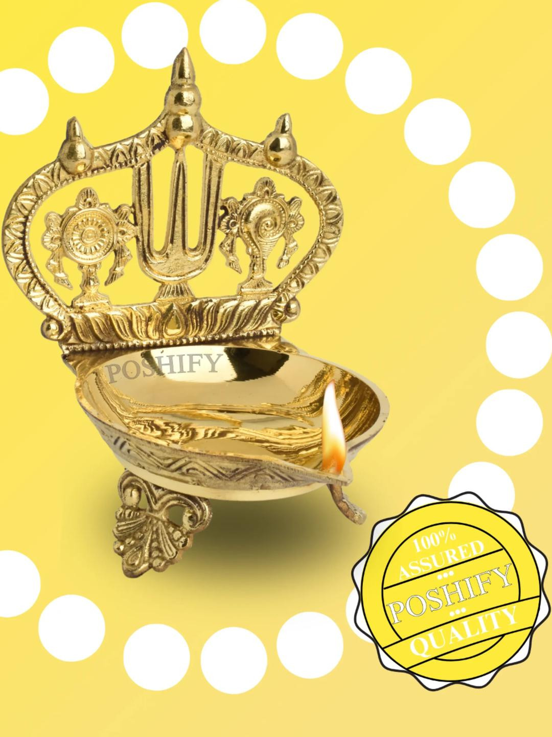 POSHIFY Brass Shanku Chakra Diya Pooja Essential