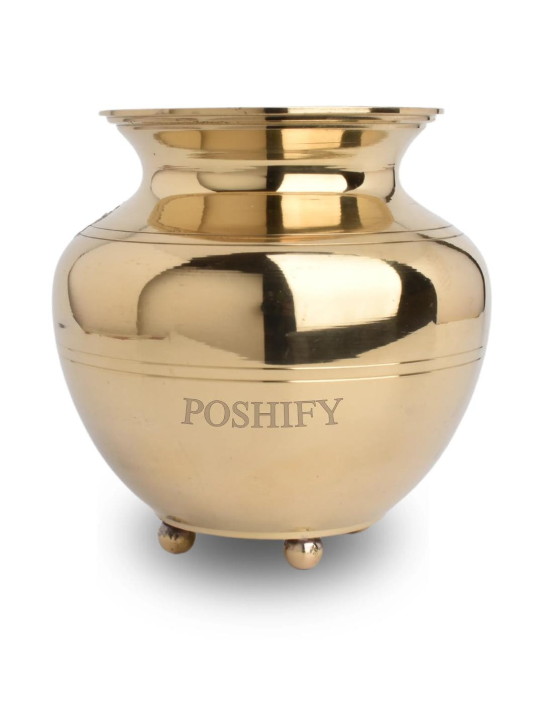 POSHIFY Brass Water Pot With Leg Pooja Essentials