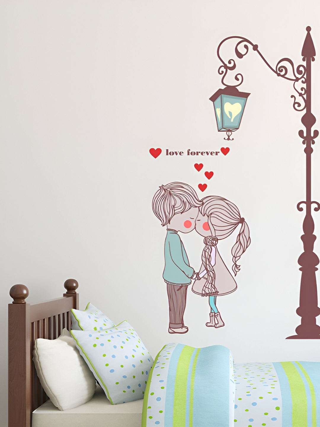 LANSTICK Little Couple With Street Lamp Wall Sticker